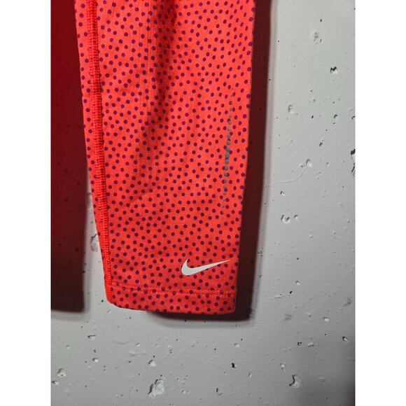 Nike Pro Girls Orange and Purple Polka Dot Leggings Size Large Active Athletic - Picture 10 of 12